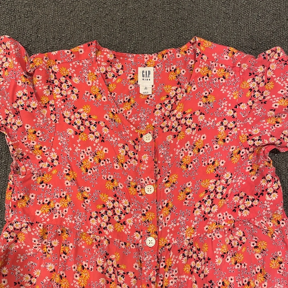 Gap Kids punk floral butterfly sleeve woven tiered dress size 8 - Picture 5 of 6